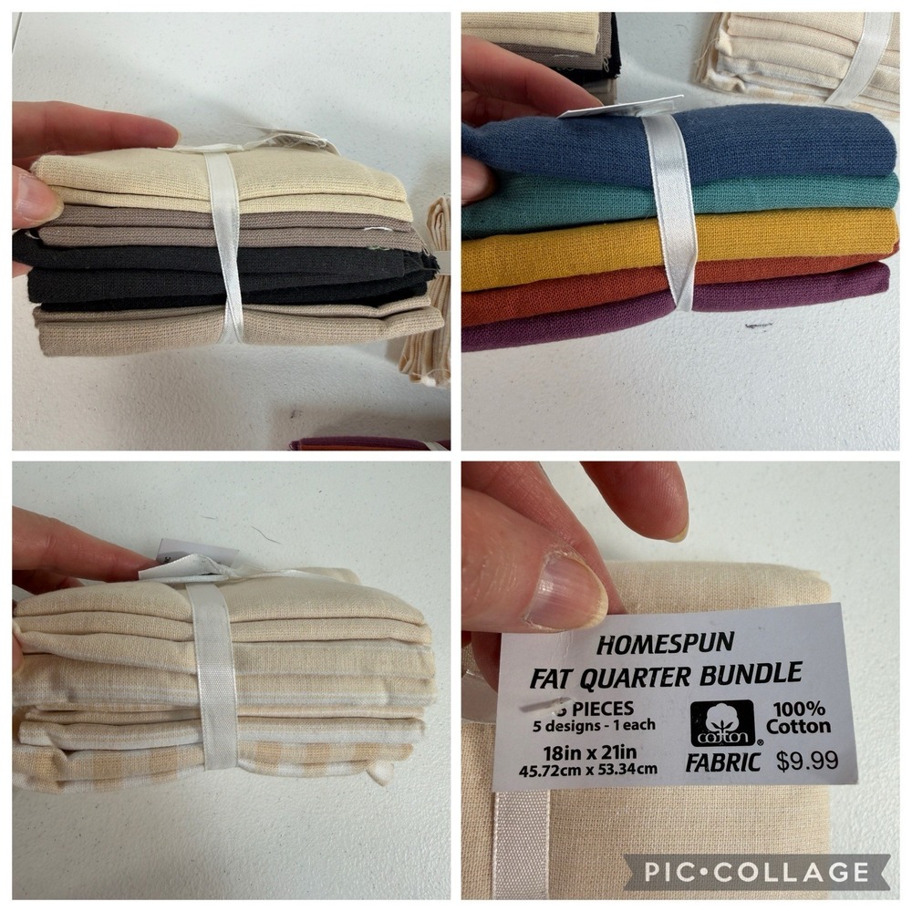 Homespun Fat Quarters Quilt Craft Fabric Lot Neutrals Autumn Cotton 15 Pieces
